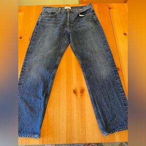 Agolde Parker Long Women's Straight Jeans in Deep Blue, Size 28